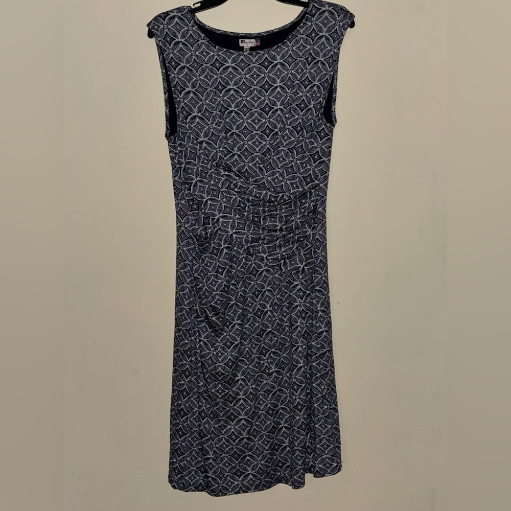 Kut from the Kloth Women’s Blue and White Geometri Patterned Fabric Dress